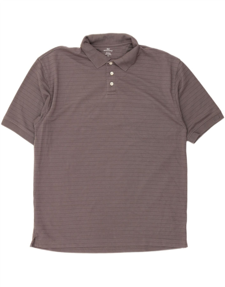 DOCKERS Mens Polo Shirt XL Grey Striped Cotton Vintage Dockers and Second-Hand Dockers from Messina Hembry 