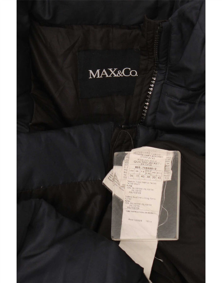 Женская стеганая куртка Max & Co. UK 10, маленькая темно-синяя, полиэстер