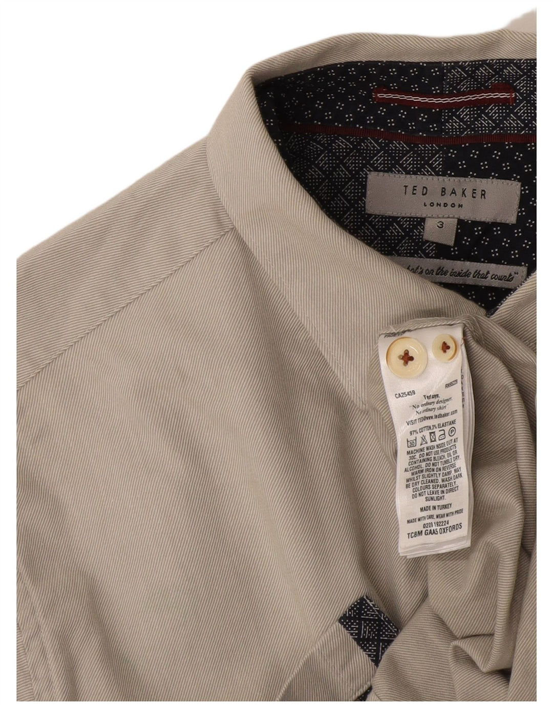 Мужская рубашка Ted Baker, размер 3, маленький, белый, хлопковый