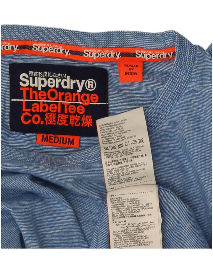 Мужской топ Superdry из хлопка с длинными рукавами среднего синего цвета в крапинку
