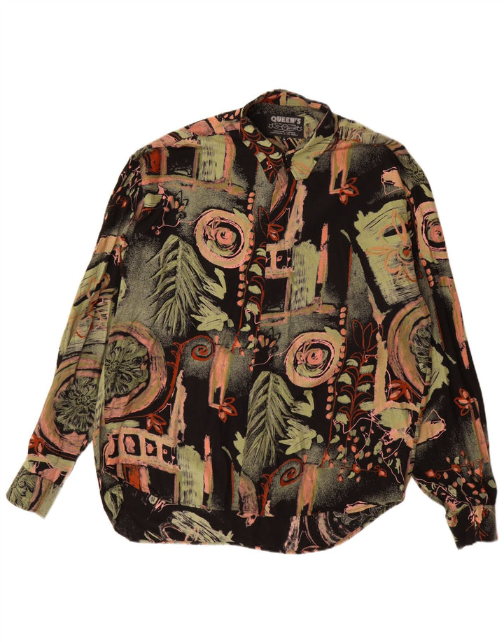 Винтажная мужская рубашка с абстрактным узором, большая разноцветная вискоза с цветочным принтом