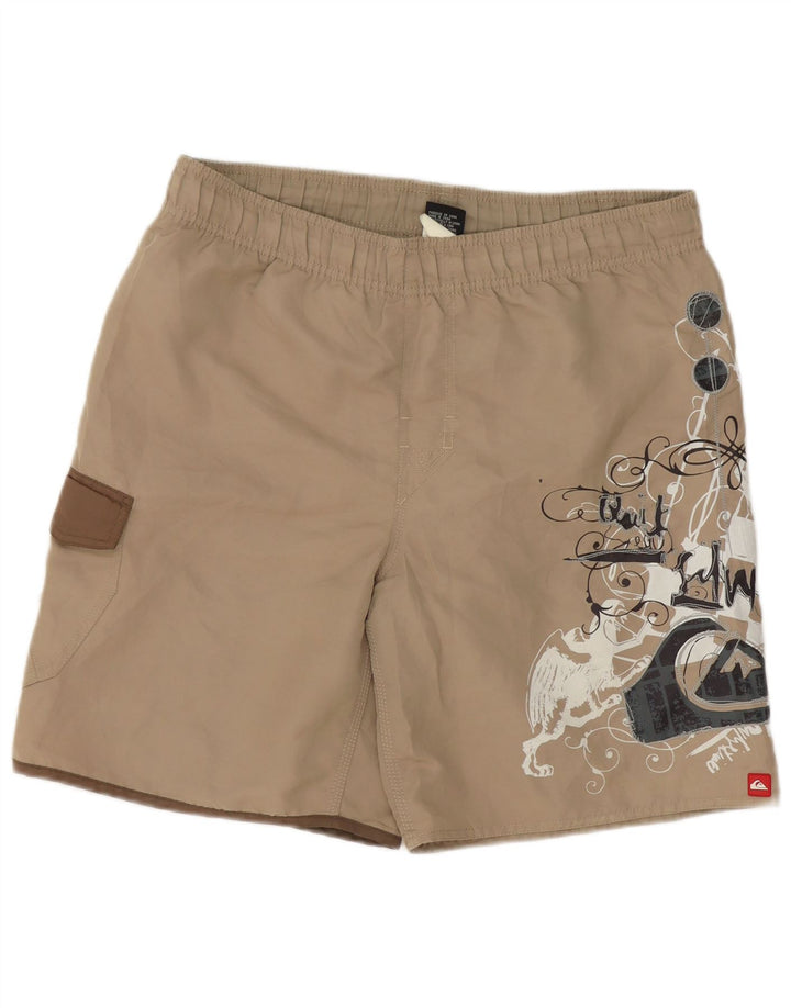 Мужские шорты для плавания Quiksilver с рисунком, маленькие, бежевые, из полиэстера