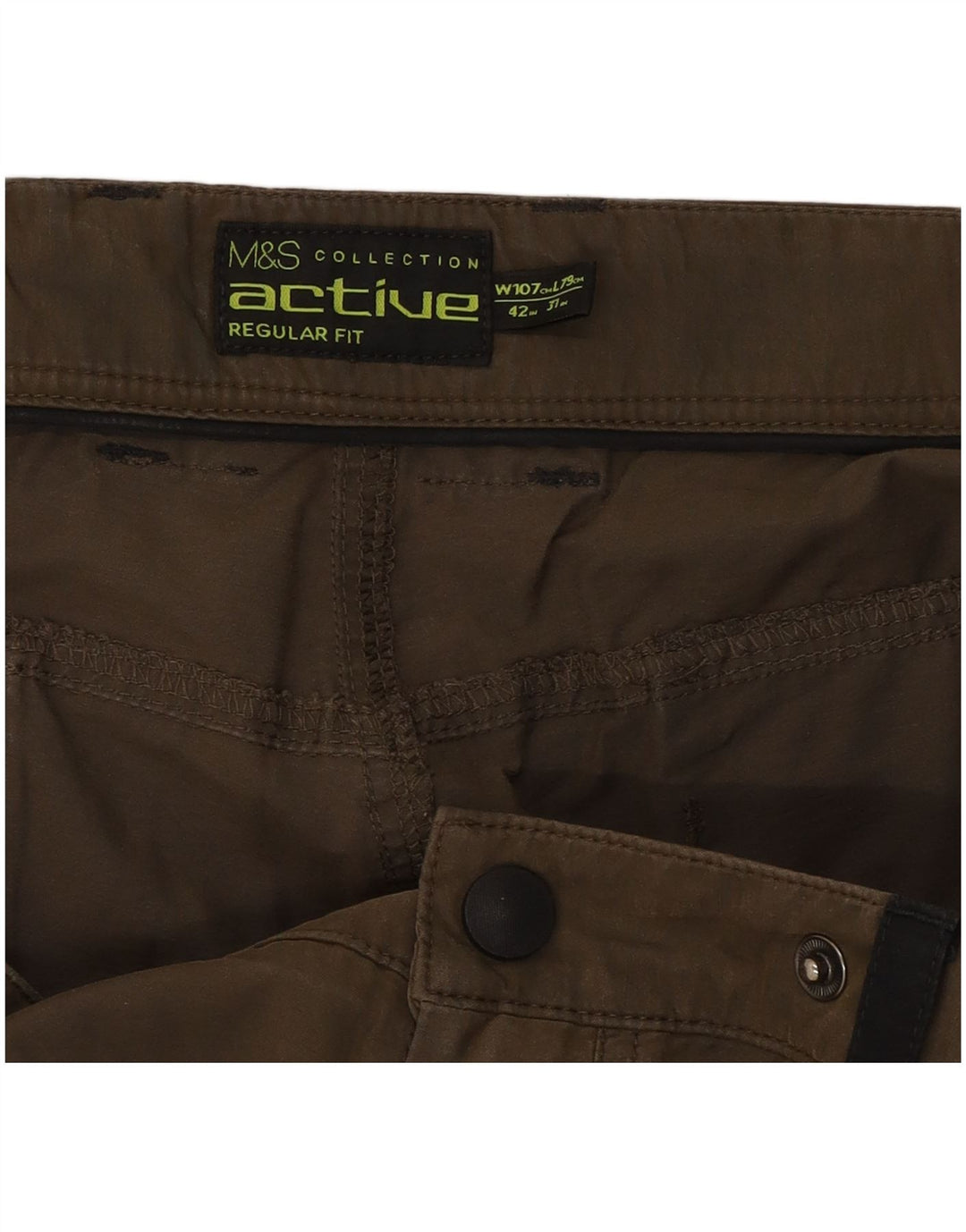 Мужские брюки-карго Marks & Spencer Active Regular Fit W42 L31, хлопок цвета хаки
