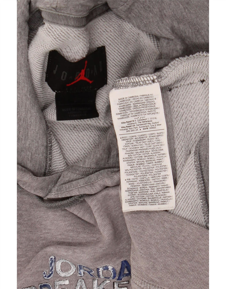 Мужской джемпер с капюшоном Jordan, маленький серый, хлопковый
