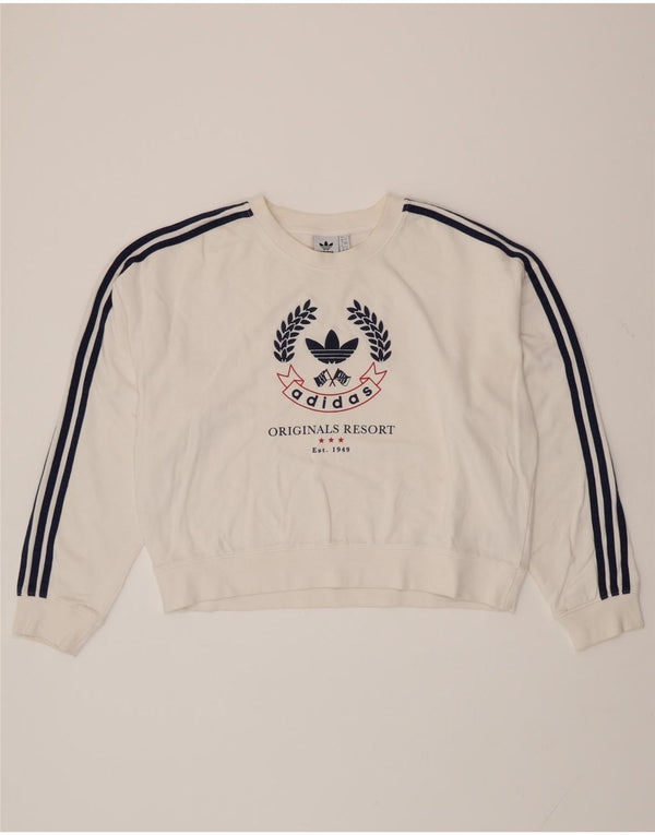 Женский свитер оверсайз с рисунком ADIDAS UK 12, средний белый