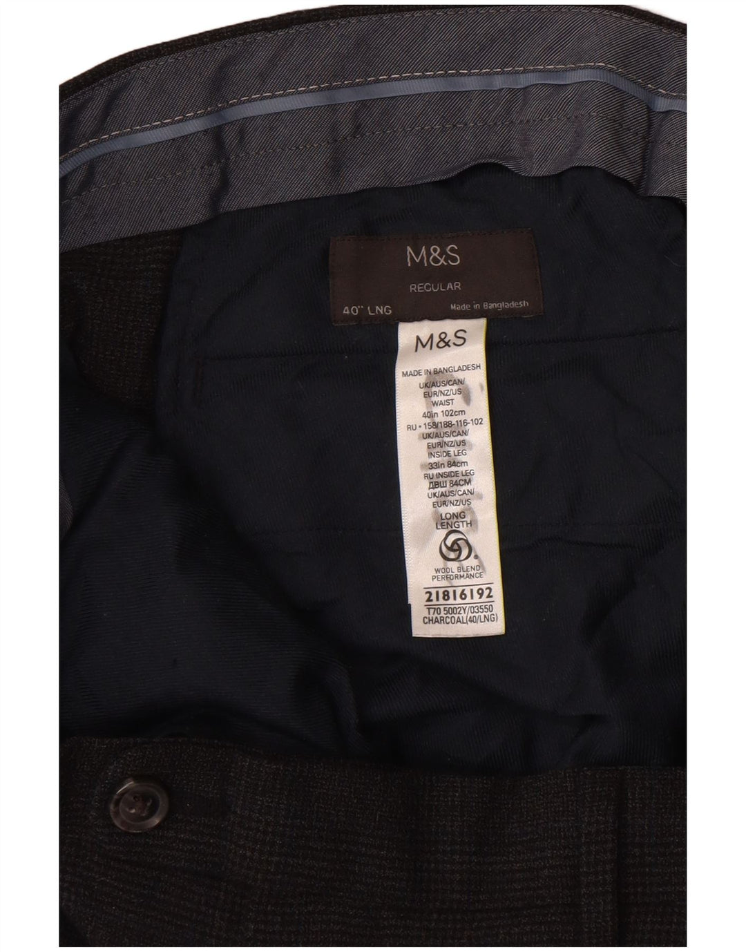 Мужские классические брюки Marks & Spencer W40 L32, черная шерстяная клетка