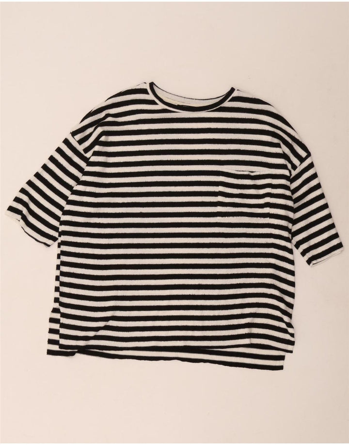 Женская футболка оверсайз Zara Top UK 14, средний черный в полоску