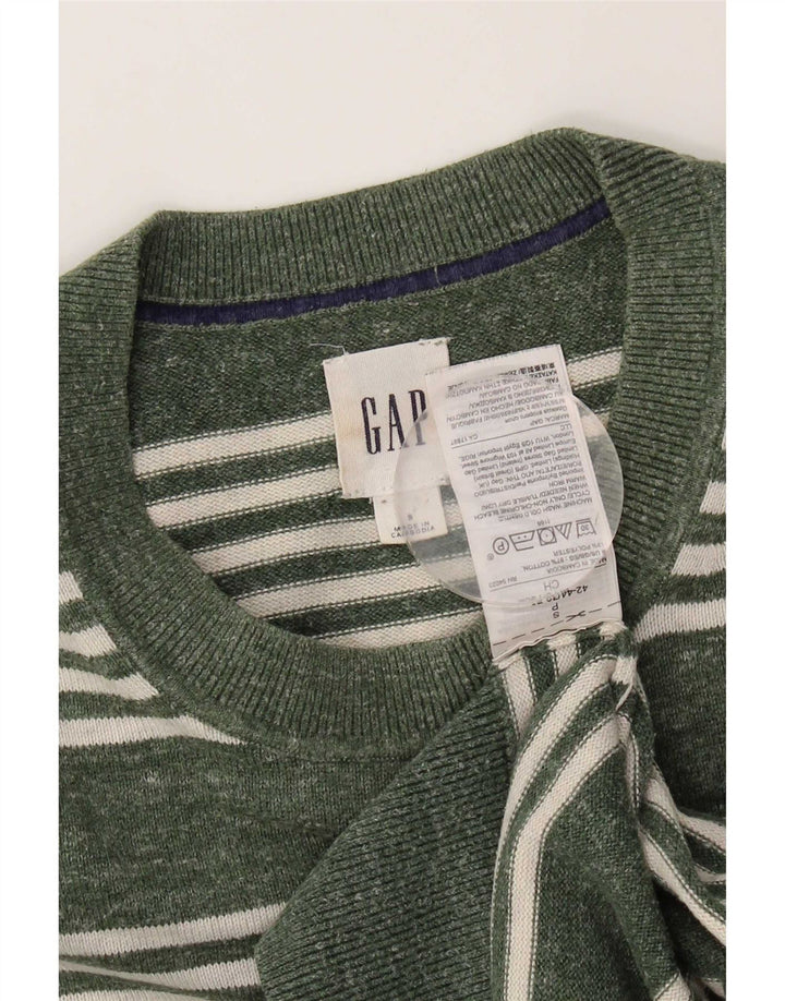 Мужской джемпер Gap с круглым вырезом, маленький хлопковый свитер в зеленую полоску