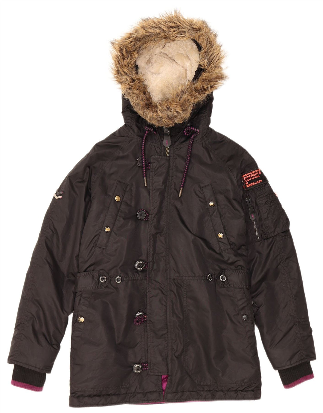 Мужская утепленная куртка с капюшоном Superdry UK 38, средний черный нейлон