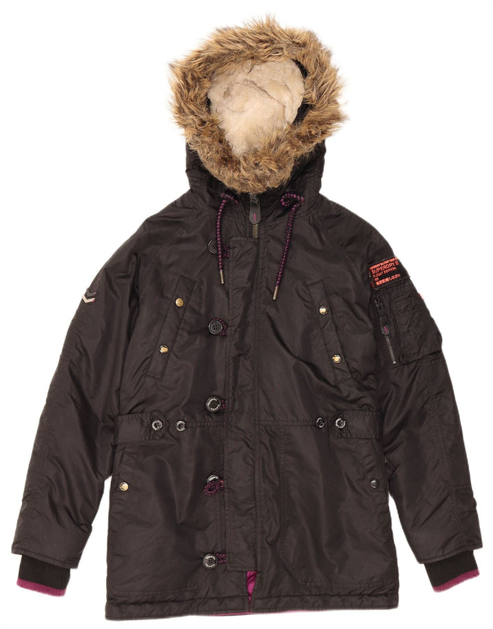Мужская утепленная куртка с капюшоном Superdry UK 38, средний черный нейлон