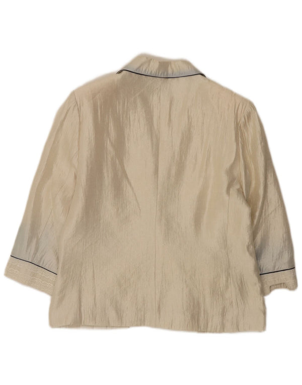 Винтажный женский пиджак с рукавом 3/4 и 1 пуговицей, EU 50, 3XL, бежевый, вискоза