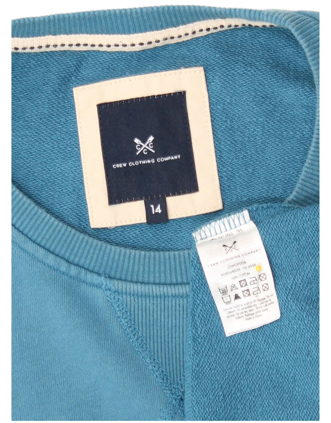 Женский свитер-толстовка Crew Clothing, хлопковый джемпер, средний синий цвет, Великобритания 14