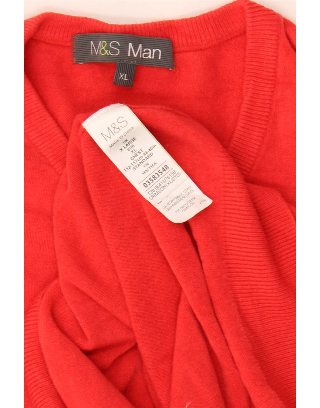 Мужской джемпер с v-образным вырезом Marks & Spencer XL, красный акрил