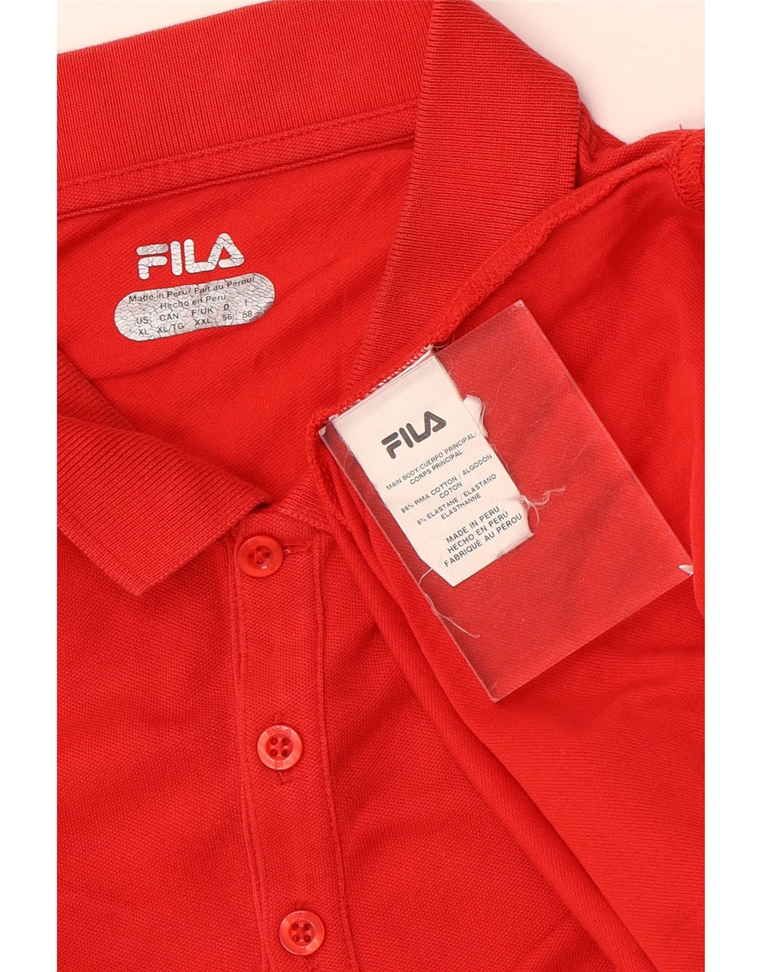 Мужская рубашка-поло Fila 2XL красная, хлопок