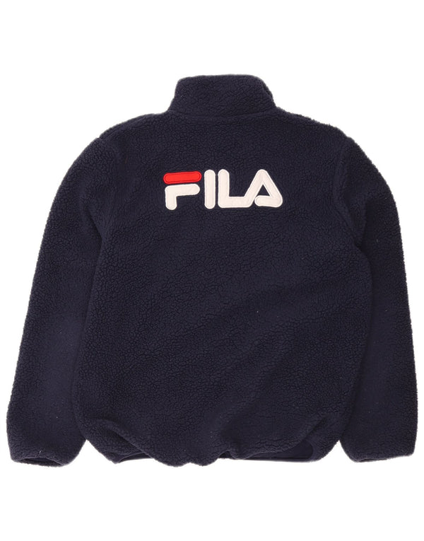 FILA Женская флисовая куртка оверсайз с графическим рисунком UK 6 XS Темно-синий полиэстер
