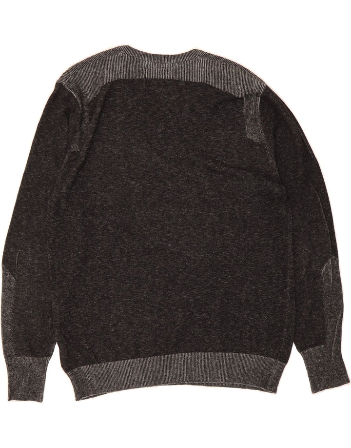 GUESS Mens V-Neck Jumper Sweater Medium Grey Flecked Viscose Vintage Guess and Second-Hand Guess from Messina Hembry 