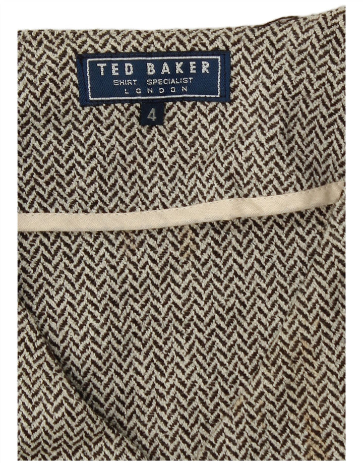 Мужской жилет стандартного кроя Ted Baker, размер 4, большой серый с рисунком «елочка»
