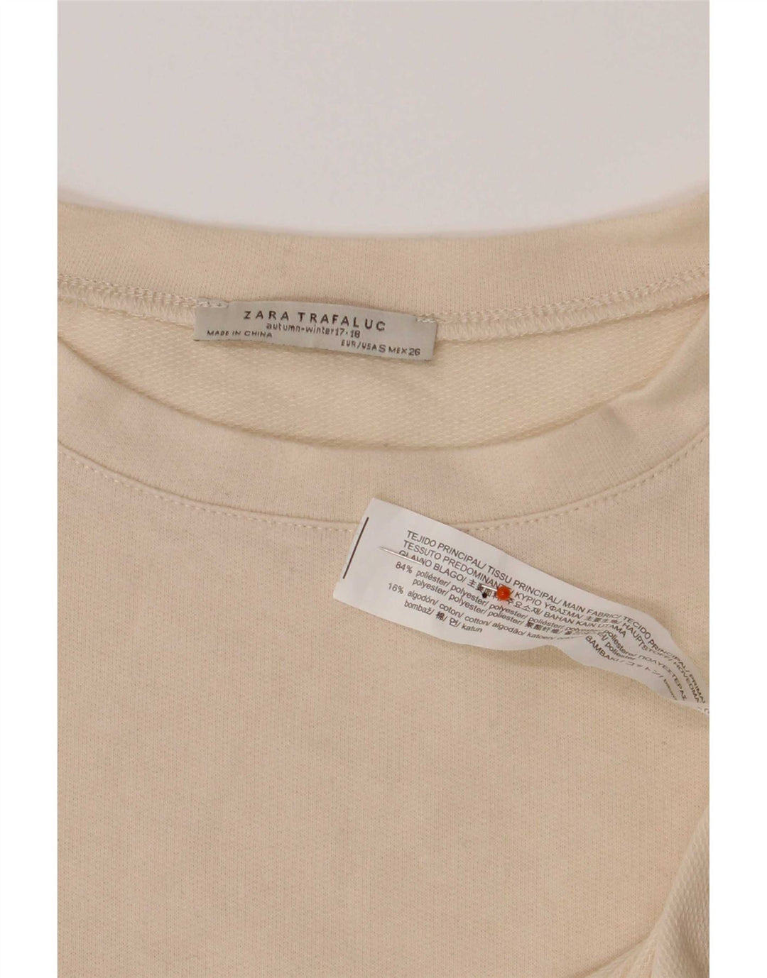 Zara Женский оверсайз-топ с длинным рукавом UK 10, маленький, бежевый, цветной блок