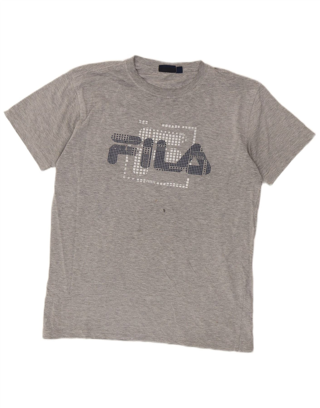 Мужская футболка с рисунком Fila, хлопковый топ среднего серого цвета