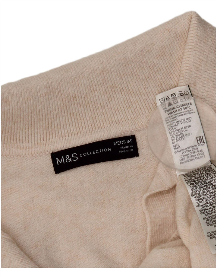 Женский джемпер с воротником-поло Marks & Spencer UK 14, средний, белый