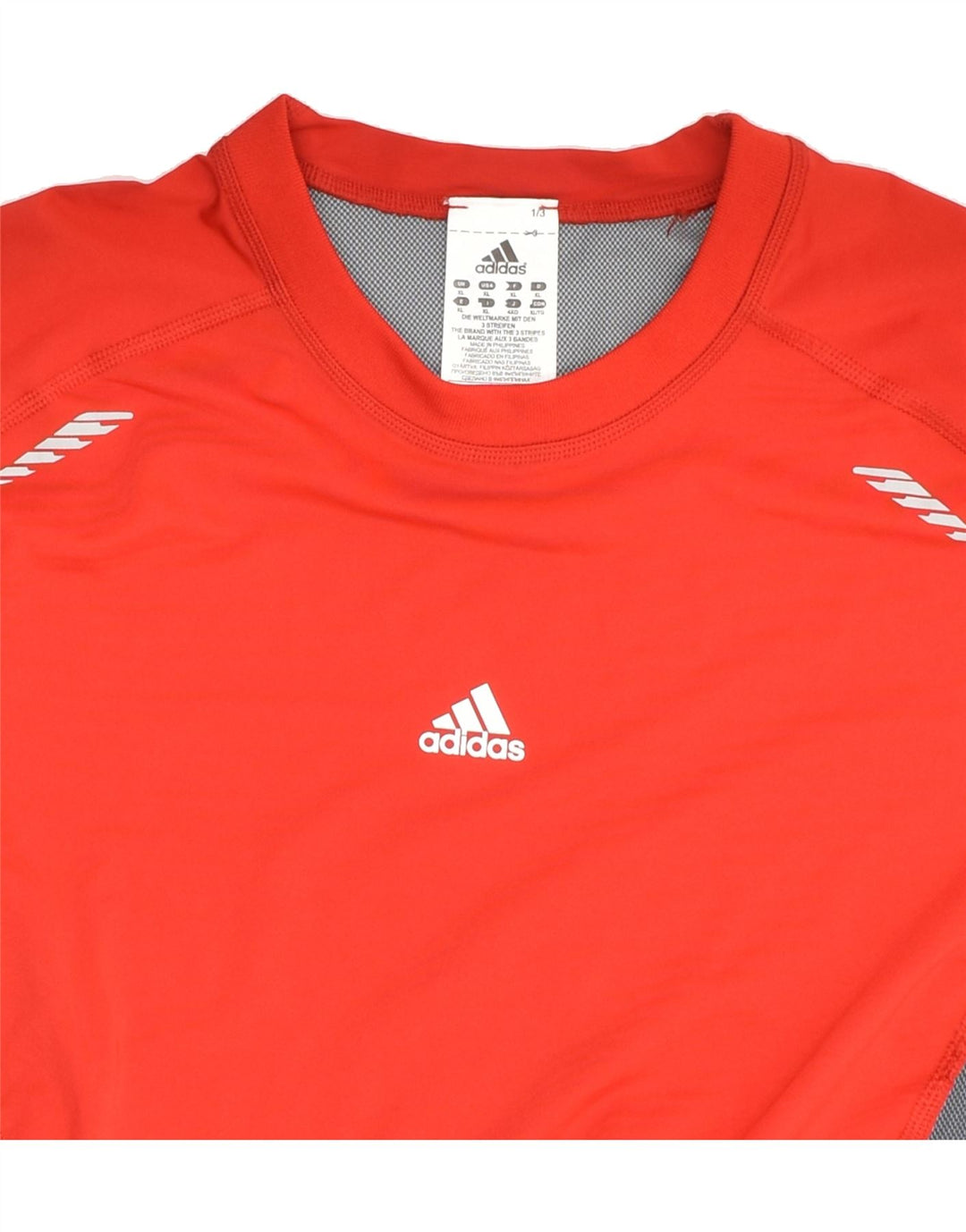 ADIDAS Womens T-Shirt Top UK 18 XL Red Colourblock Polyester | Vintage Adidas | Thrift | Second-Hand Adidas | Used Clothing | Messina Hembry 