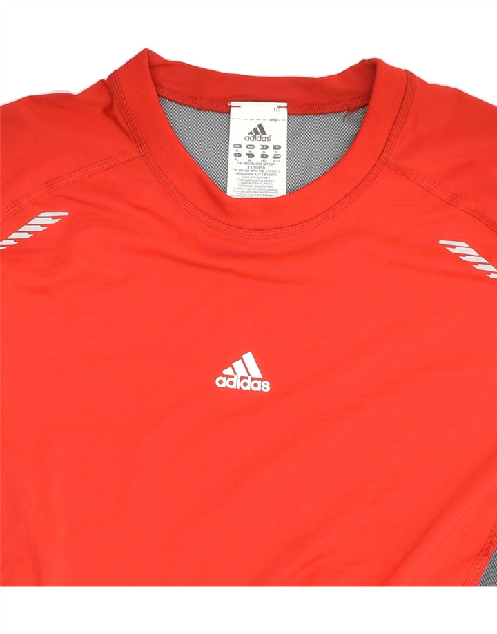 ADIDAS Womens T-Shirt Top UK 18 XL Red Colourblock Polyester | Vintage Adidas | Thrift | Second-Hand Adidas | Used Clothing | Messina Hembry 