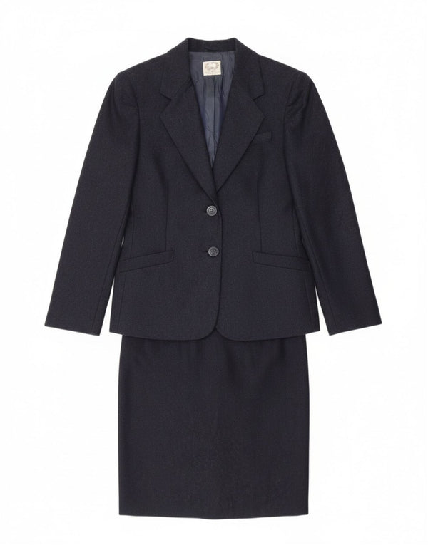 Винтажный женский комплект из 2 предметов с юбкой на 2 пуговицах IT 40, маленький W26, темно-синий