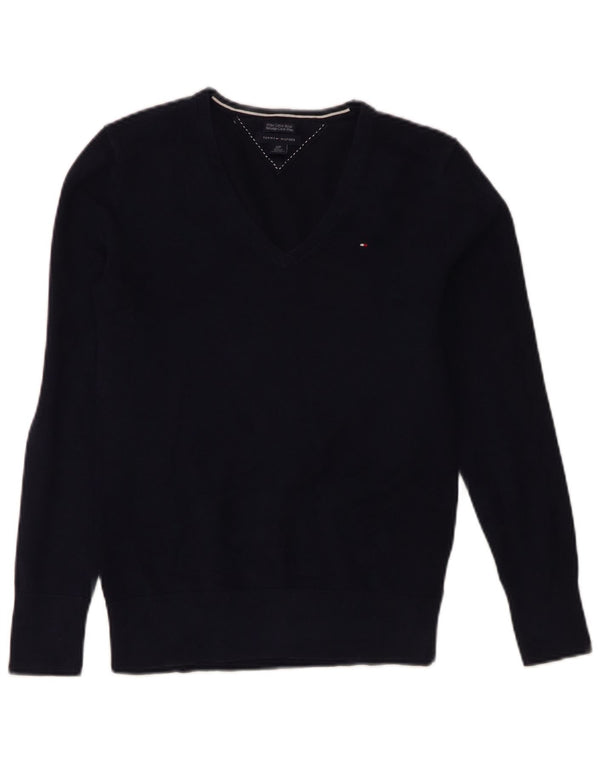 Женский джемпер с v-образным вырезом Tommy Hilfiger UK 10, маленький темно-синий, хлопковый