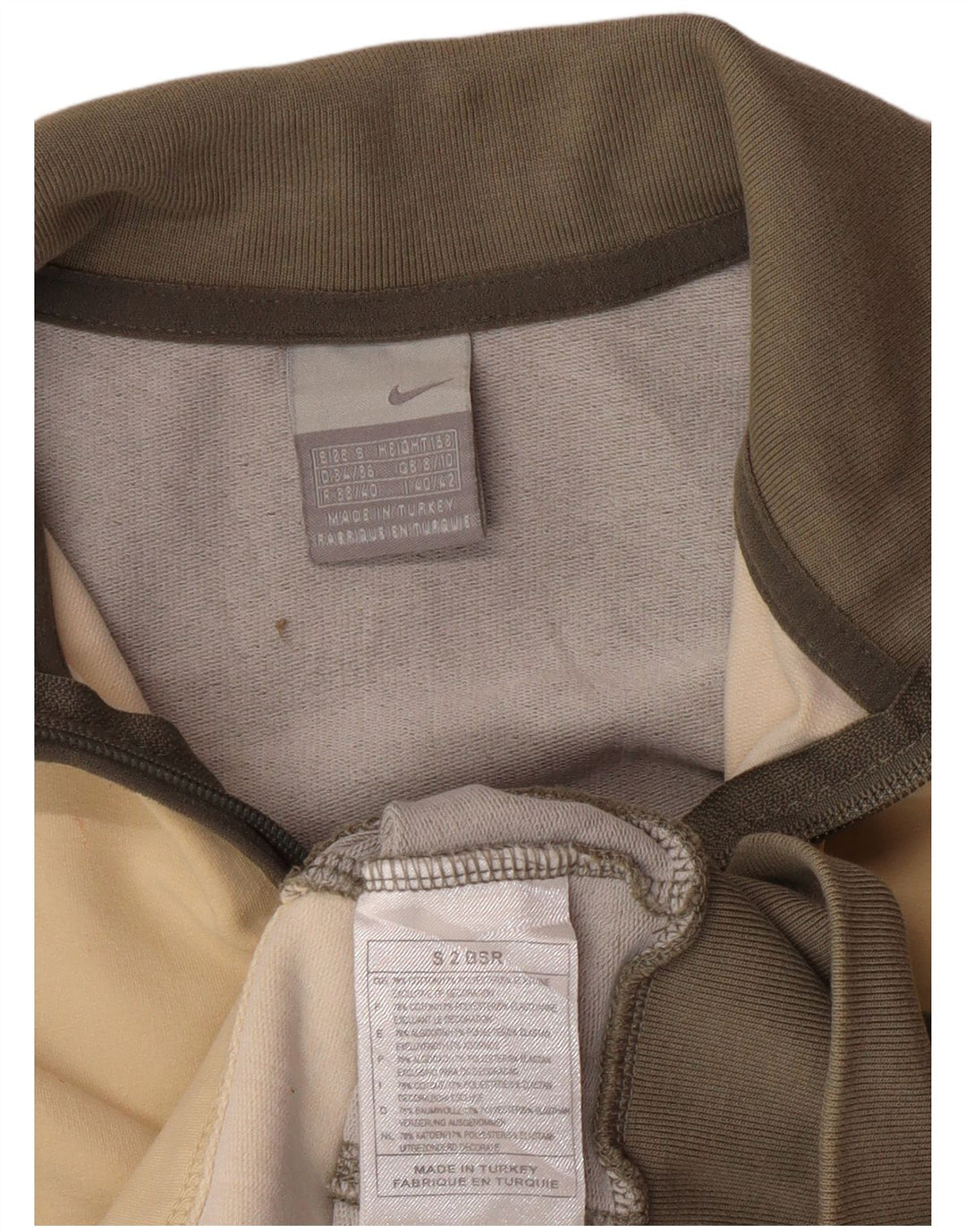 Женский укороченный спортивный костюм NIKE, верхняя куртка, Великобритания, маленький размер 8/10, бежевый с цветными блоками