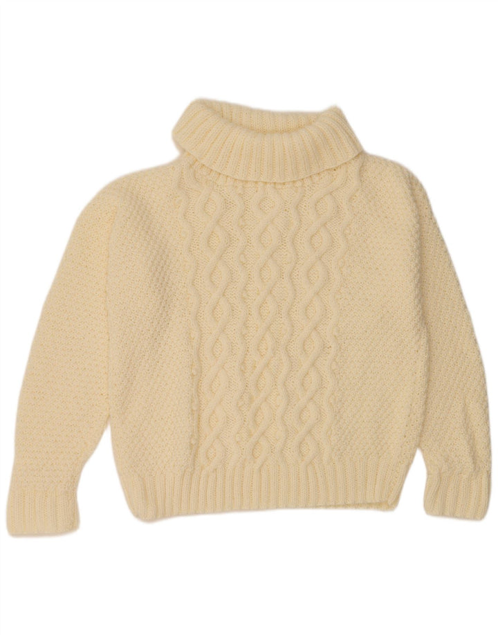 ВИНТАЖНЫЙ женский свободный джемпер с высоким воротником, Великобритания, 18 XL, Off White