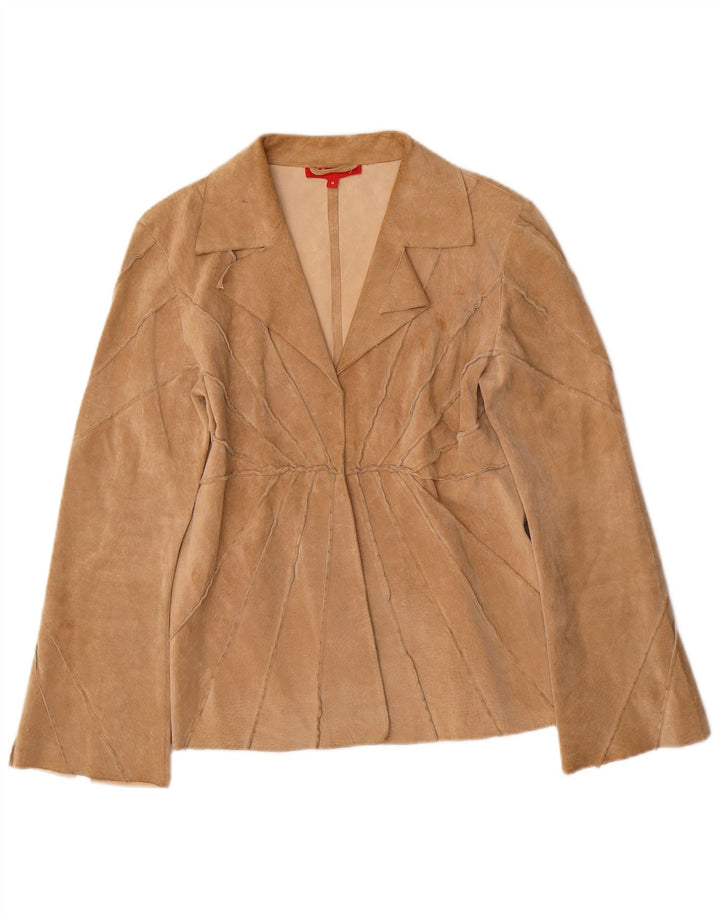 Rene Derhy Женская открытая замшевая куртка UK 12 средний бежевый кожаный