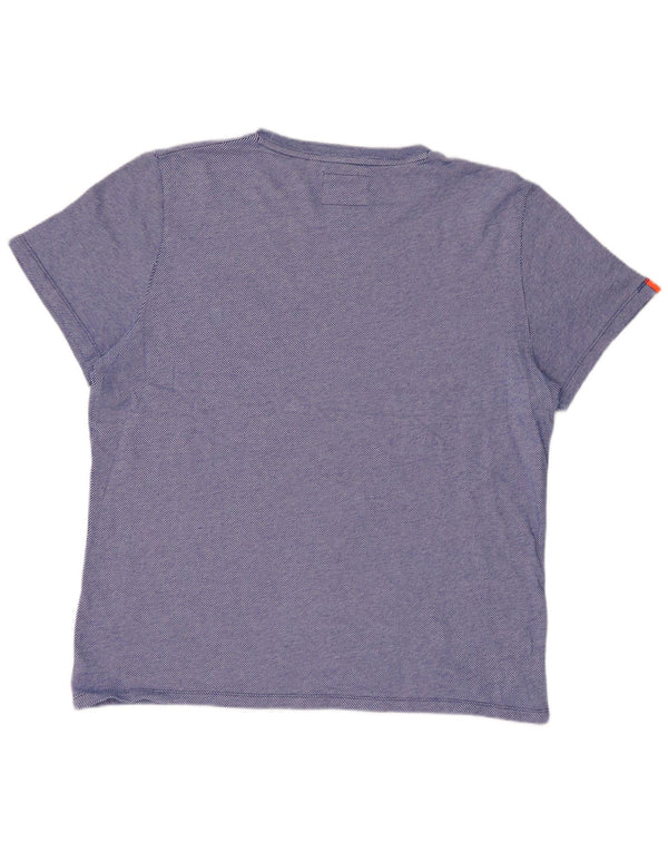 SUPERDRY Мужская футболка 2XL, синяя хлопковая полоска