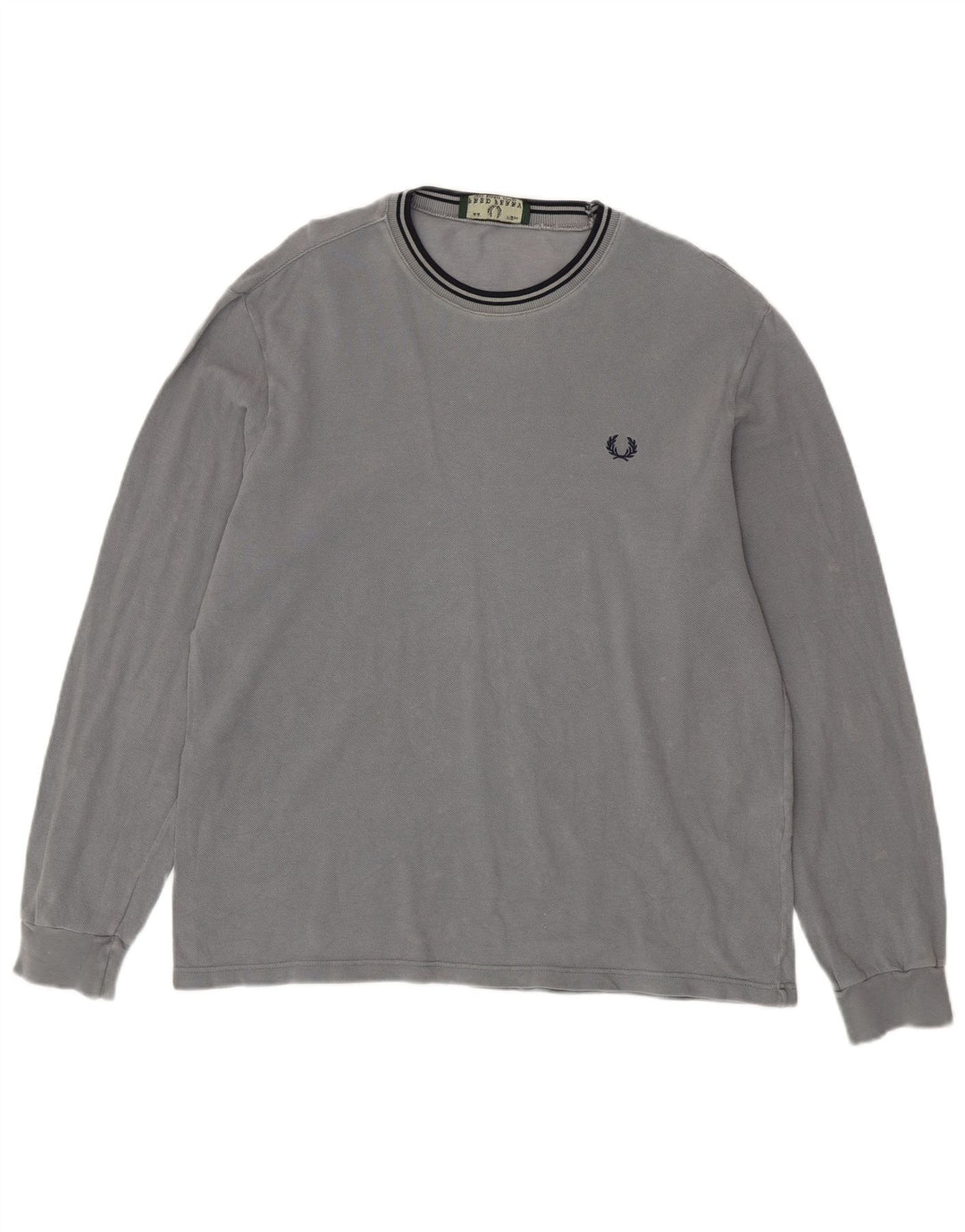 FRED PERRY Мужской топ с длинным рукавом, средний серый хлопок