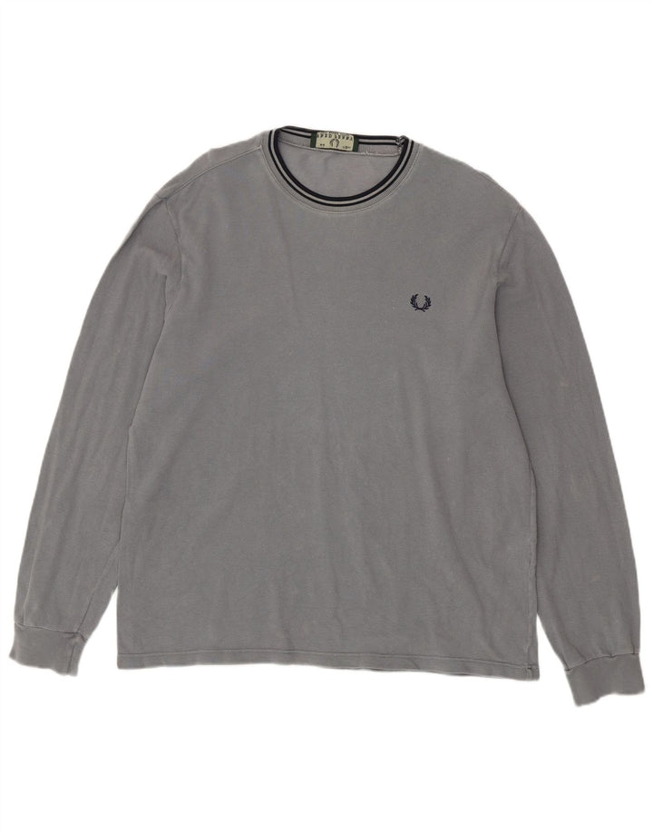 FRED PERRY Мужской топ с длинным рукавом, средний серый хлопок