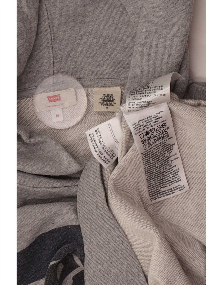 Мужской джемпер с капюшоном с рисунком Levi's, хлопковый средний серый цвет