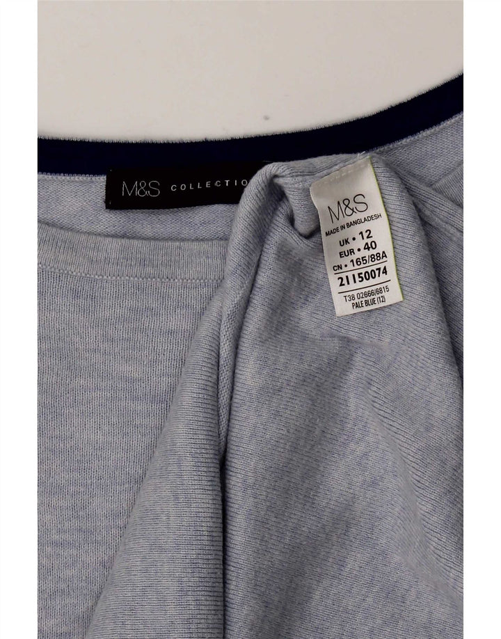 Женский топ с длинным рукавом Marks & Spencer, Великобритания, 12, средний синий, хлопок
