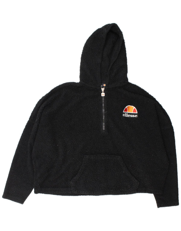 Женский флисовый джемпер оверсайз с капюшоном на молнии Ellesse, Великобритания 16, большой черный