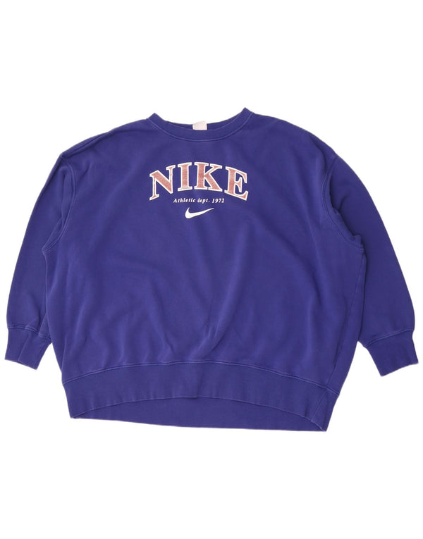 Мужской свитер свободного кроя Nike с рисунком 2XL, синий хлопок