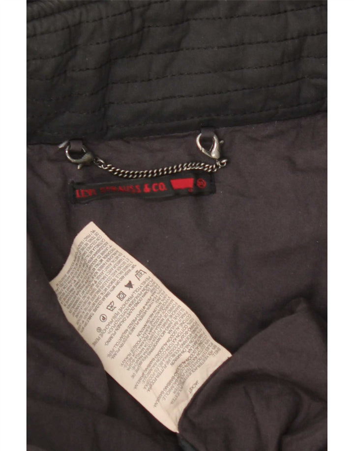 Мужское стеганое пальто с капюшоном Levi's UK 42 XL, черный полиэстер