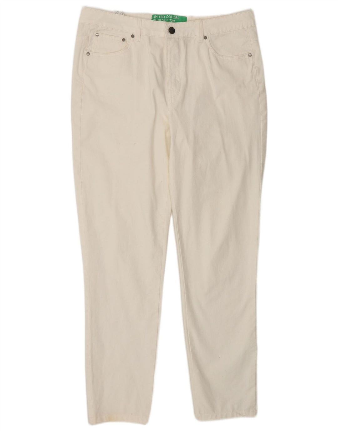 BENETTON Mens Slim Casual Trousers W33 L28  White Cotton Vintage Benetton and Second-Hand Benetton from Messina Hembry 