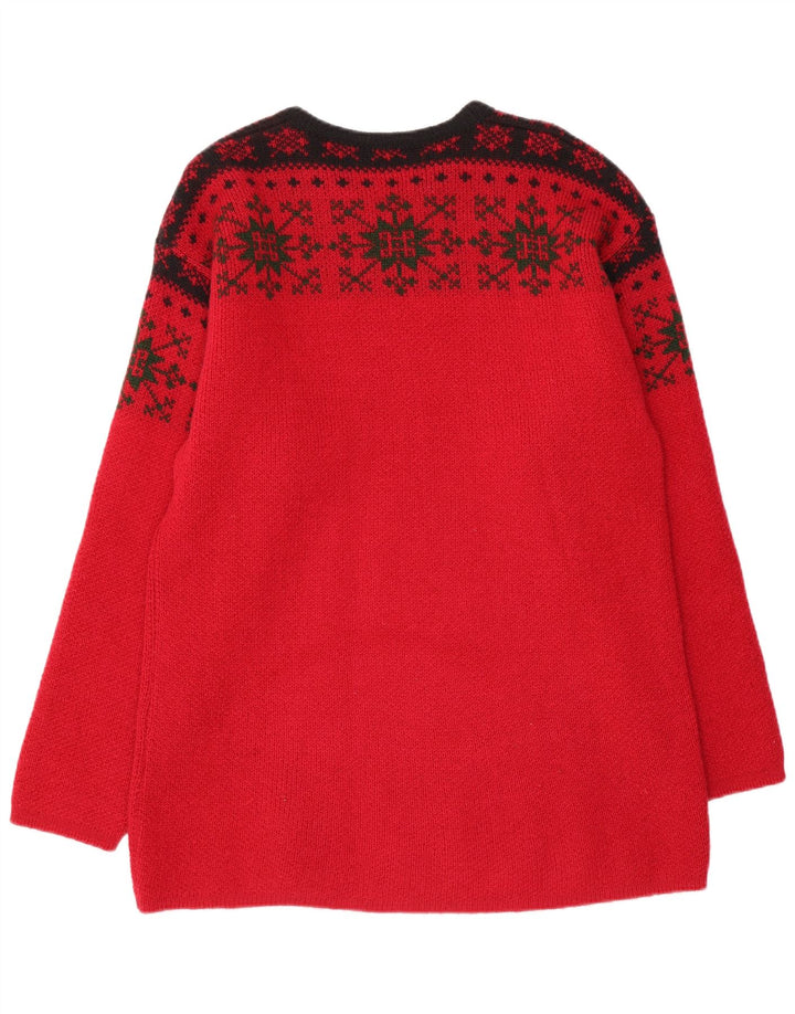 Мужской джемпер JANUS с круглым вырезом IT 50, средний красный, шерсть Fair Isle