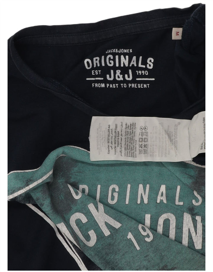 Мужская футболка с рисунком Jack & Jones, темно-синий, хлопковый топ среднего размера