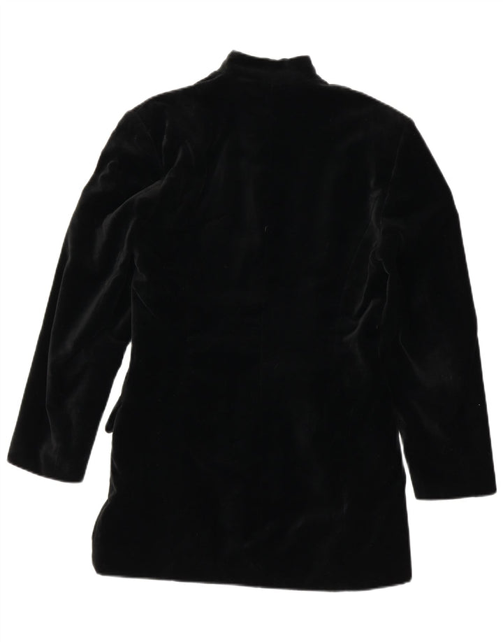 Винтажный женский бархатный пиджак на 4 пуговицах, Великобритания 12, средний черный хлопковый пиджак