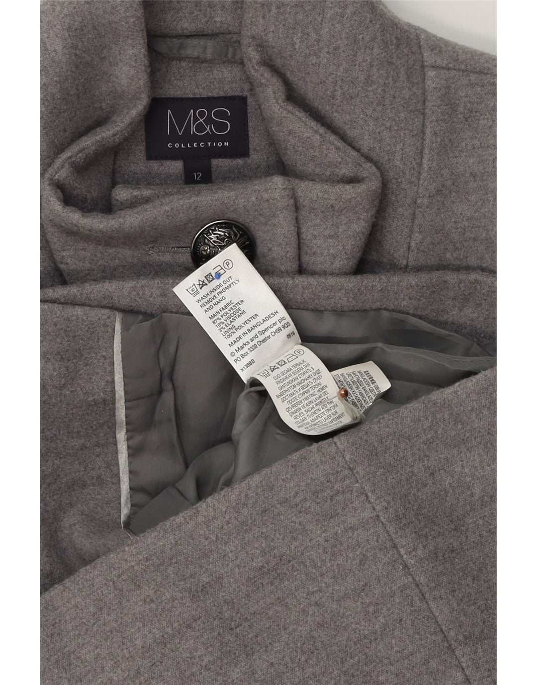 Женская куртка в стиле милитари Marks & Spencer UK 12, полиэстер среднего серого цвета