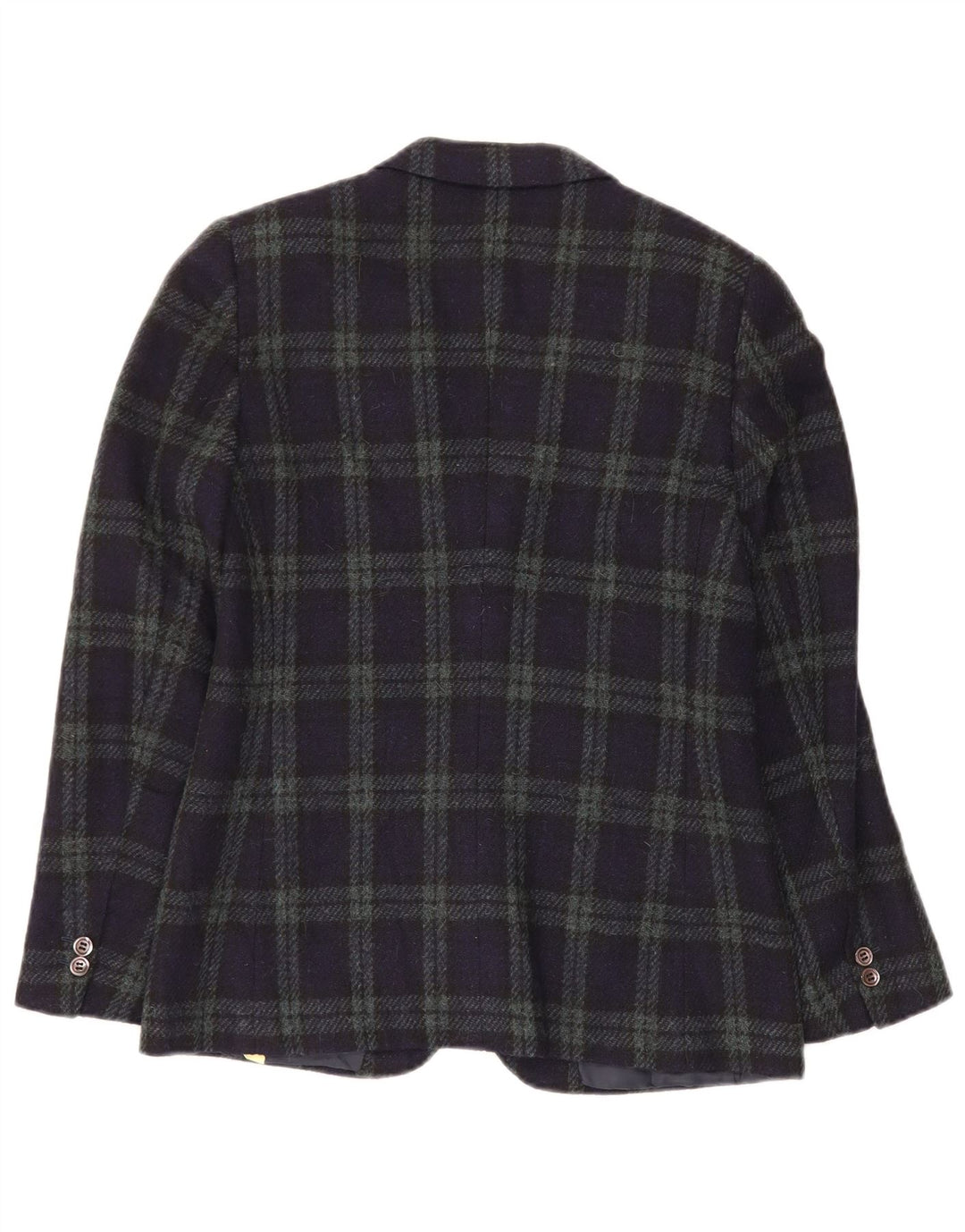 ВИНТАЖНЫЙ женский пиджак на 2 пуговицах IT 44, средний темно-синий в клетку, шерсть