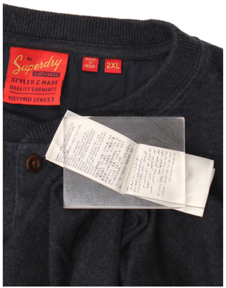 Мужской топ Superdry с длинным рукавом 2XL, темно-синий, хлопок