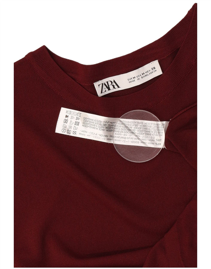 Женская футболка Zara Top UK 12, средний бордовый, вискоза