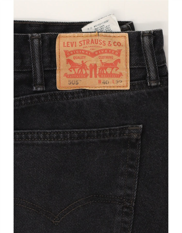 Мужские прямые джинсы LEVI'S 505 W40 L32, черный хлопок