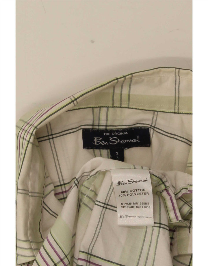 Мужская рубашка с коротким рукавом Ben Sherman, большая зеленая клетка, хлопок