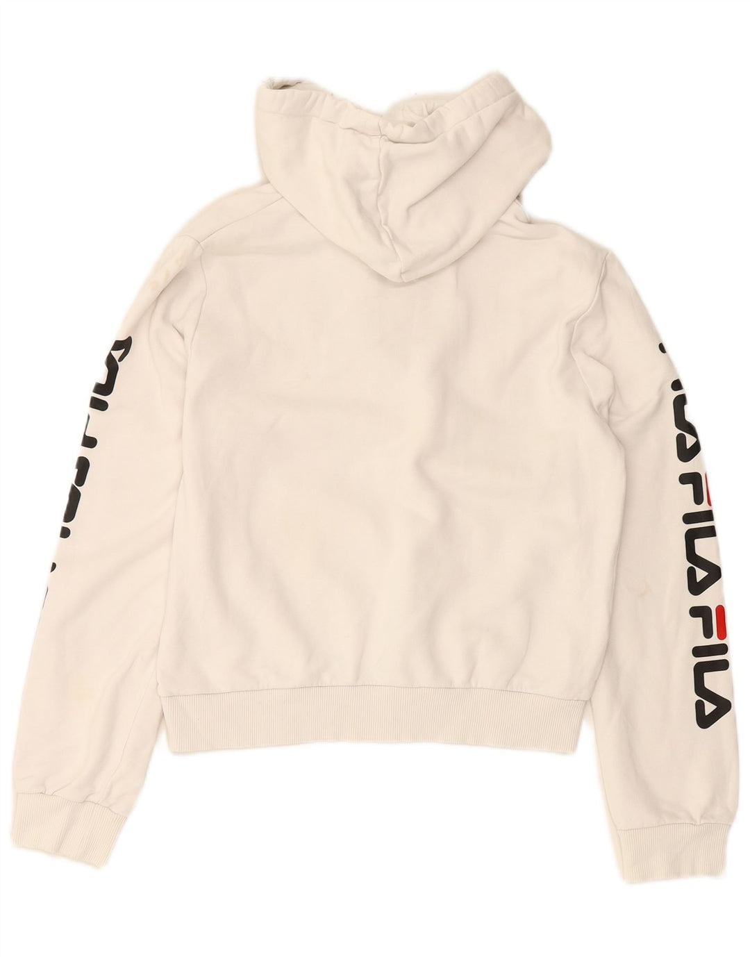 Женский укороченный джемпер с капюшоном FILA с рисунком, UK 10, маленький, белый хлопок